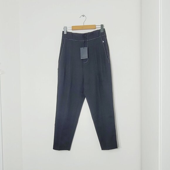 Izzue Collection NEW Black White Piping Formal Straight Dress Pants Slacks NWT - Picture 1 of 14